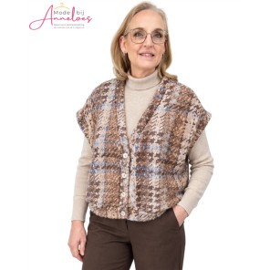 Enjoy Gilet Geruit 3638_581 Beige Bruin Enjoy Gilet Geruit 3638_581 Beige Bruin